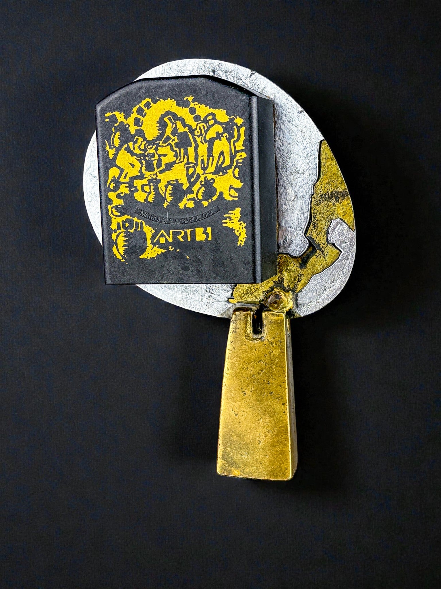 Brutalist clock by Art3, Bronze and aluminum, Spain, 1980's