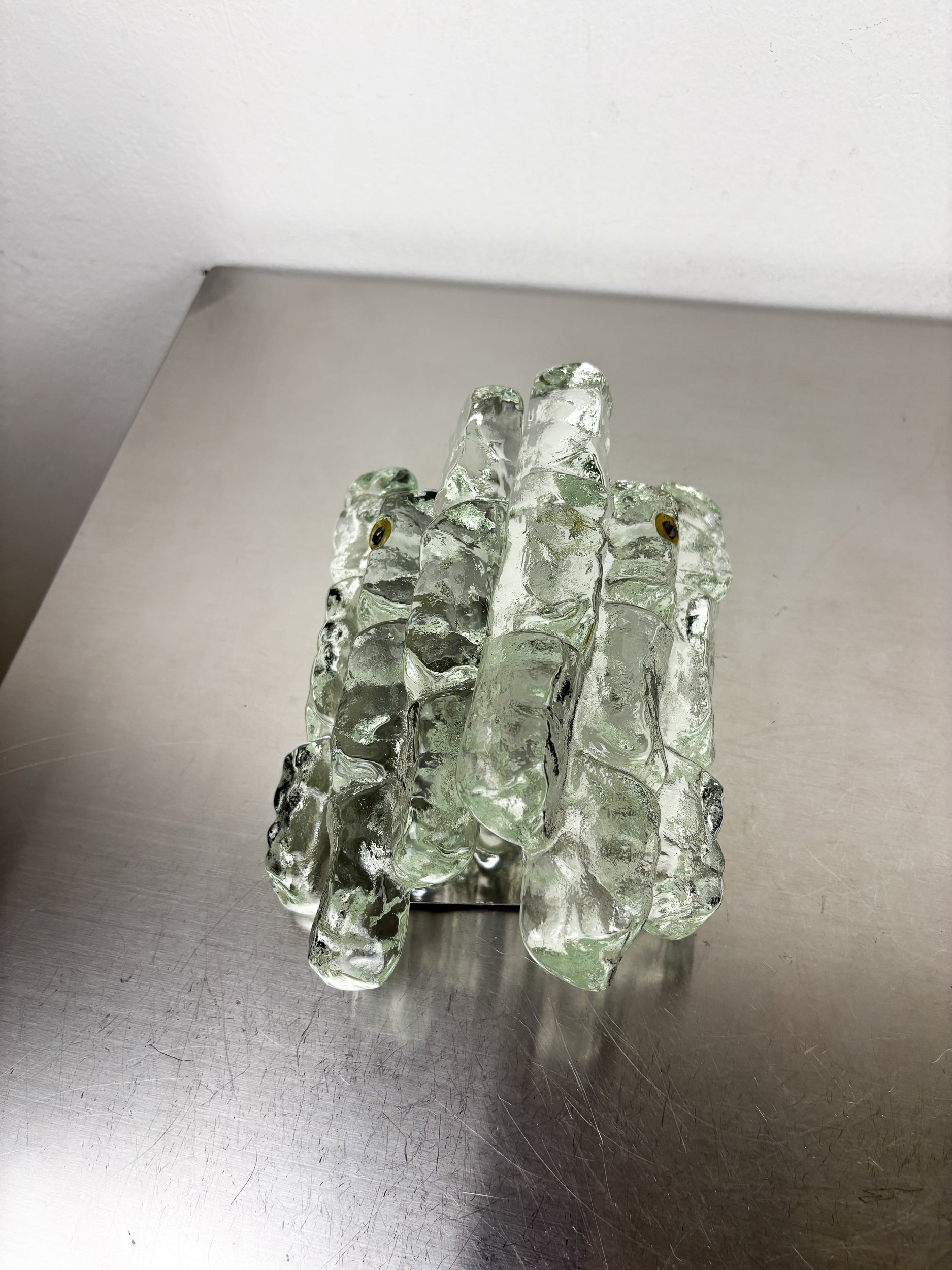 J.T. Kalmar 'Ice Cube' Wall Light, Frosted Glass, Austria 1970s