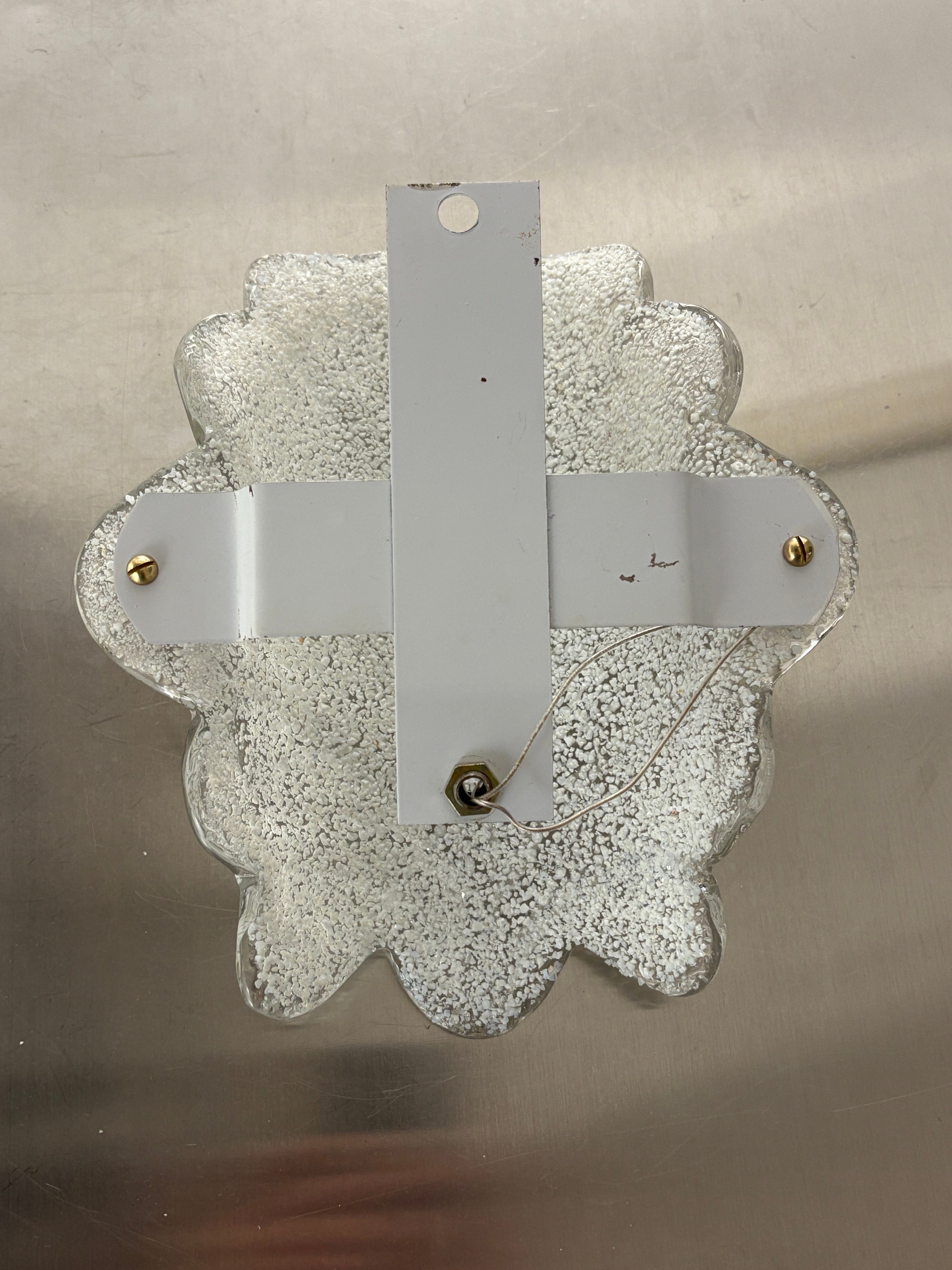 Italian "Leaf" Frosted Murano glass wall sconce, Circa 1970's