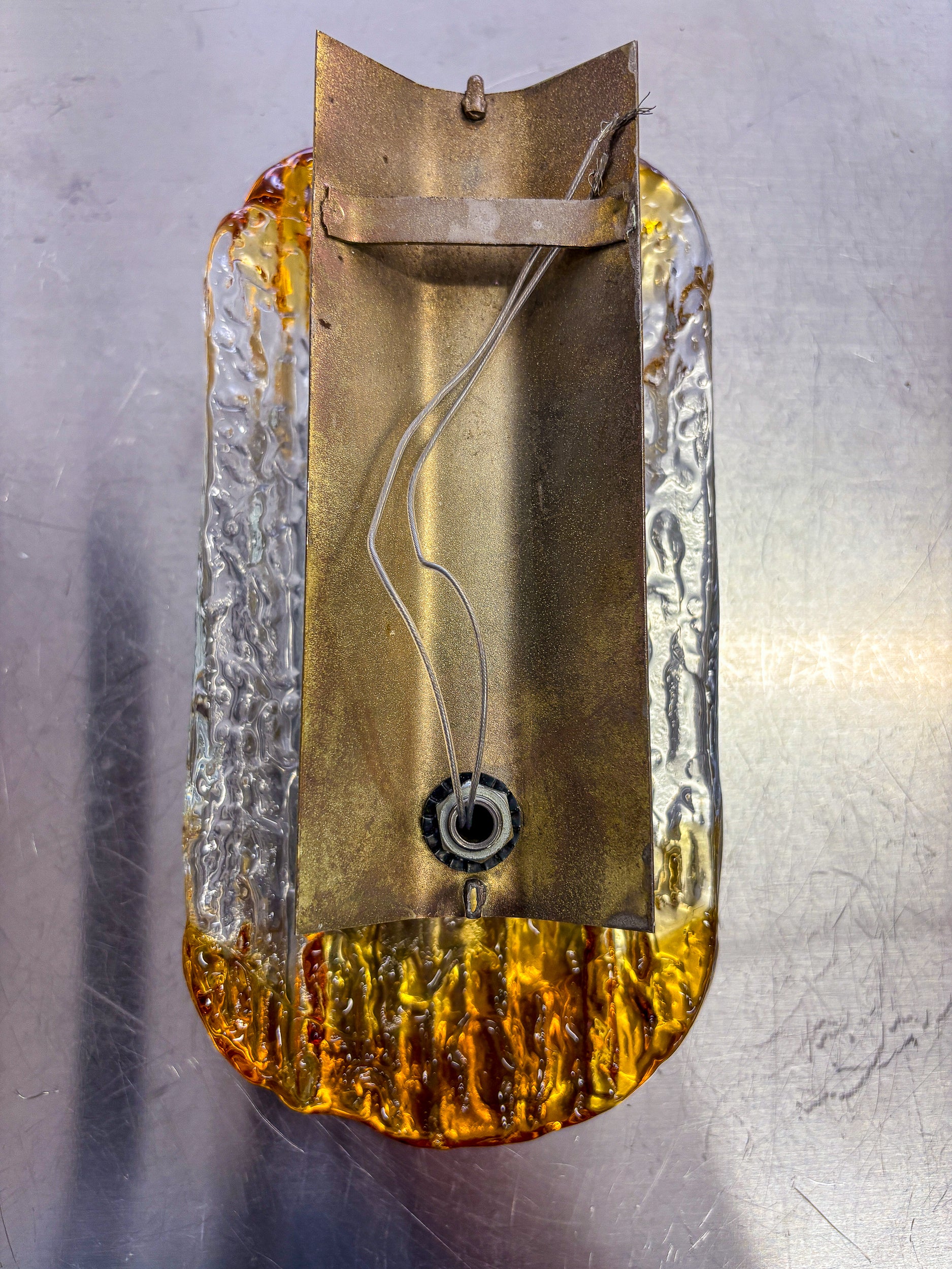 Orange Frosted Murano Mazzega Wall Sconce, Italy, 1970's