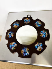 Modernist Wood and Enamel Mirror by J. Capo Esmaltes, Spain, 1970's