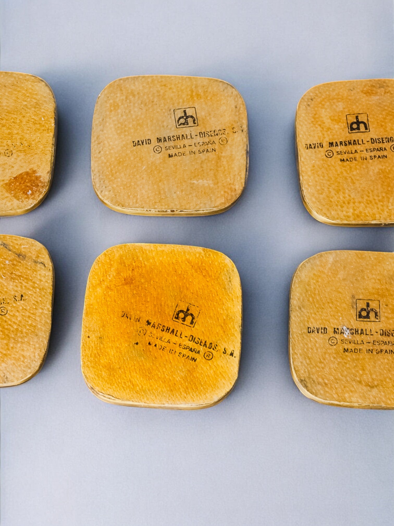 Set of 6 Brutalist Coasters by David Marshall, Spain, 1970's