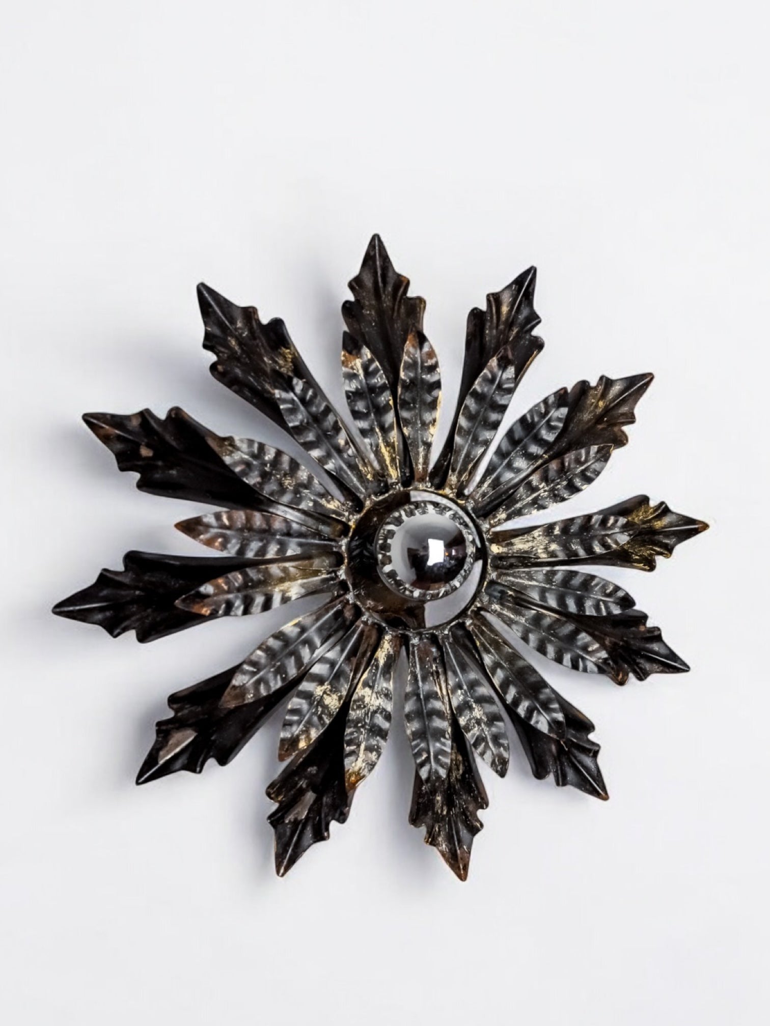Midcentury Sunburst Floral Flush Mount Light Fixture, Spain, 1960's