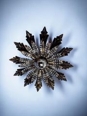 Midcentury Sunburst Floral Flush Mount Light Fixture, Spain, 1960's
