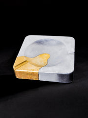 Brutalist ashtray by Art3, brass and aluminum, Spain, 1970