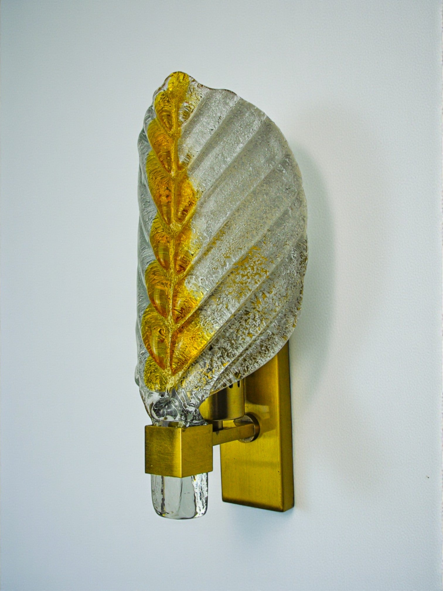 Recessed "leaf" sconce by Mazzega, orange frosted Murano glass, Italy, 1970