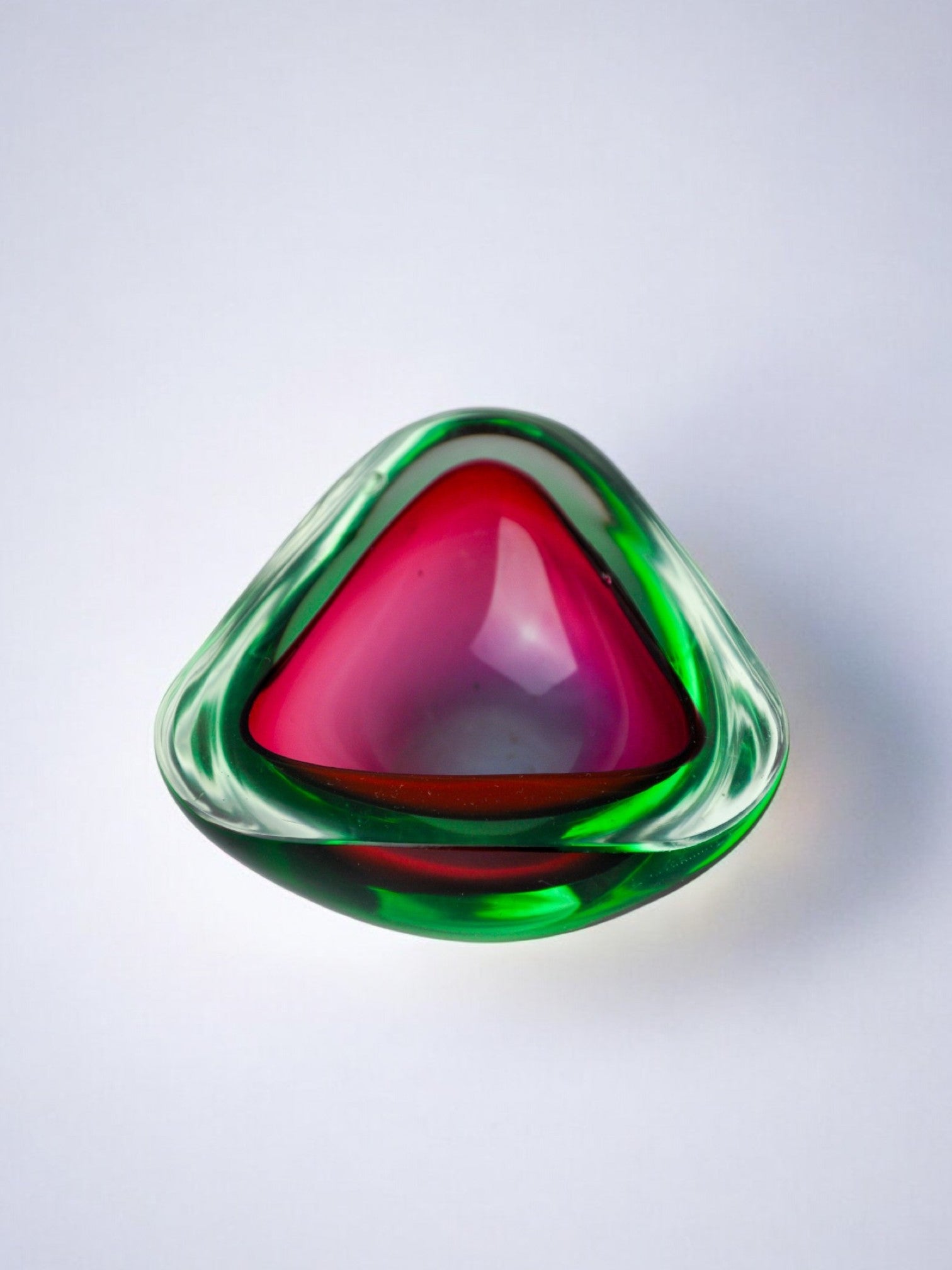 Red and Green Sommerso ashtray by Seguso, Murano glass, Italy, 1970's