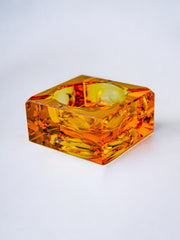 Orange ice cube ashtray by Antonio Imperatore, Murano glass, Italy, 1970