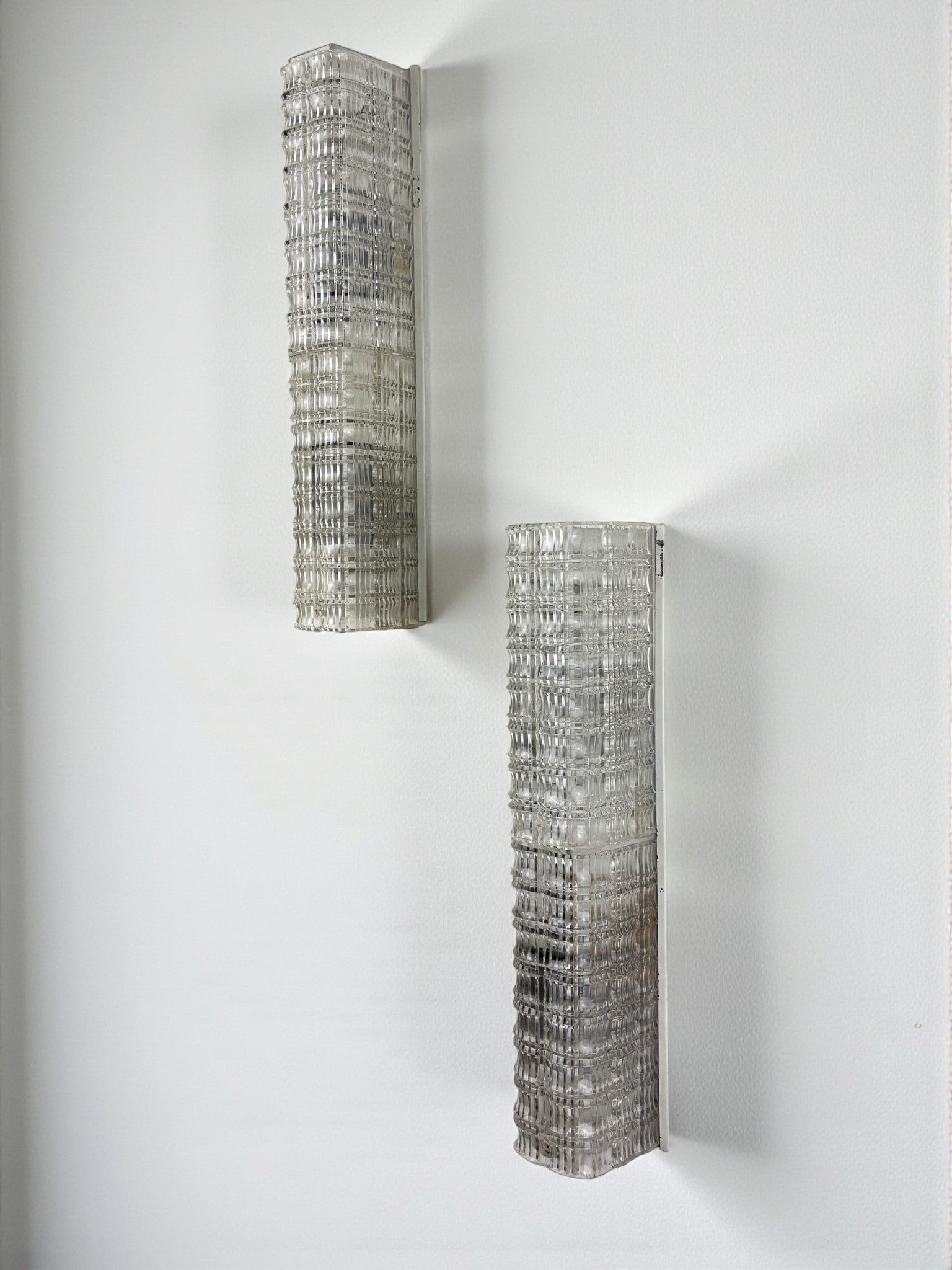 Pair of Lucite Tube Wall Sconces by Geru Leuchten, Frosted effect, Germany 1970s