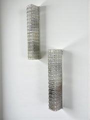 Pair of Lucite Tube Wall Sconces by Geru Leuchten, Frosted effect, Germany 1970s
