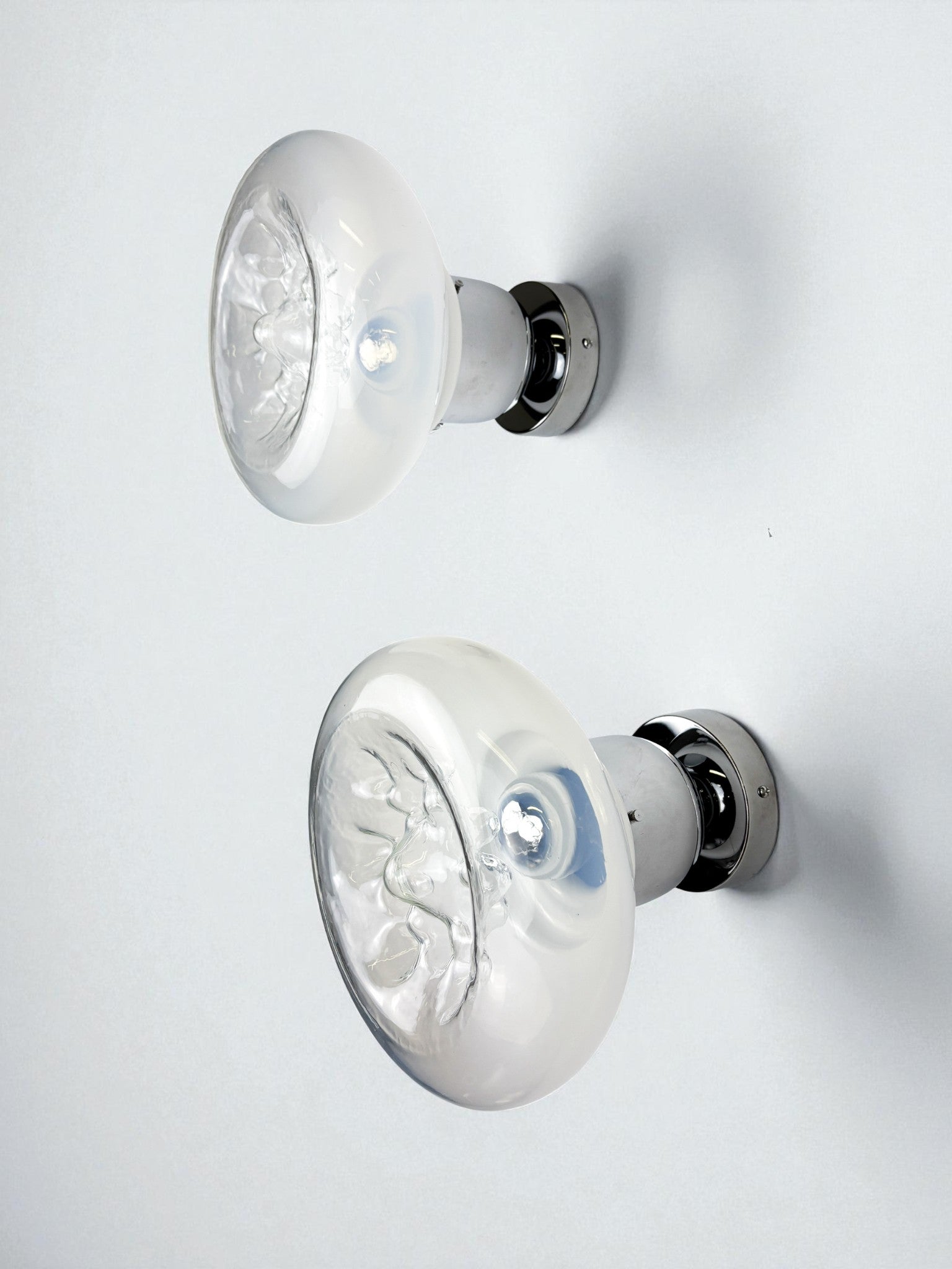 Pair of Toni Zuccheri wall lights, murano handblown glass, italy, 1970's
