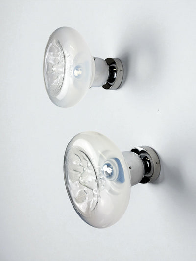 Pair of Toni Zuccheri wall lights, murano handblown glass, italy, 1970's