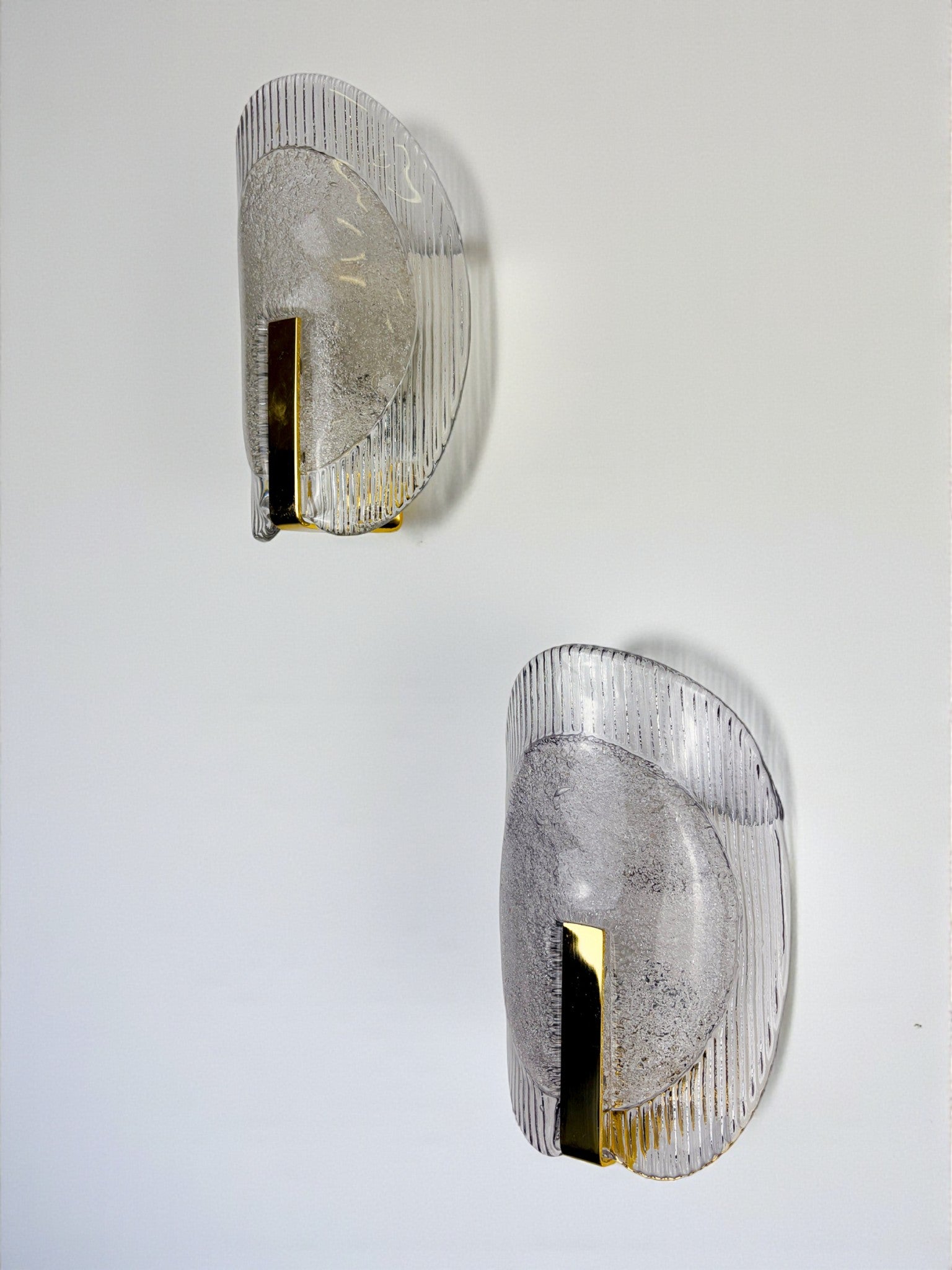 Pair of Carl Fagerlund Wall Lights for Orrefors – Murano Frosted Glass, Sweden 1970s