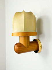 Italian "Cocoon" wall light, resin and pine wood, 1970s