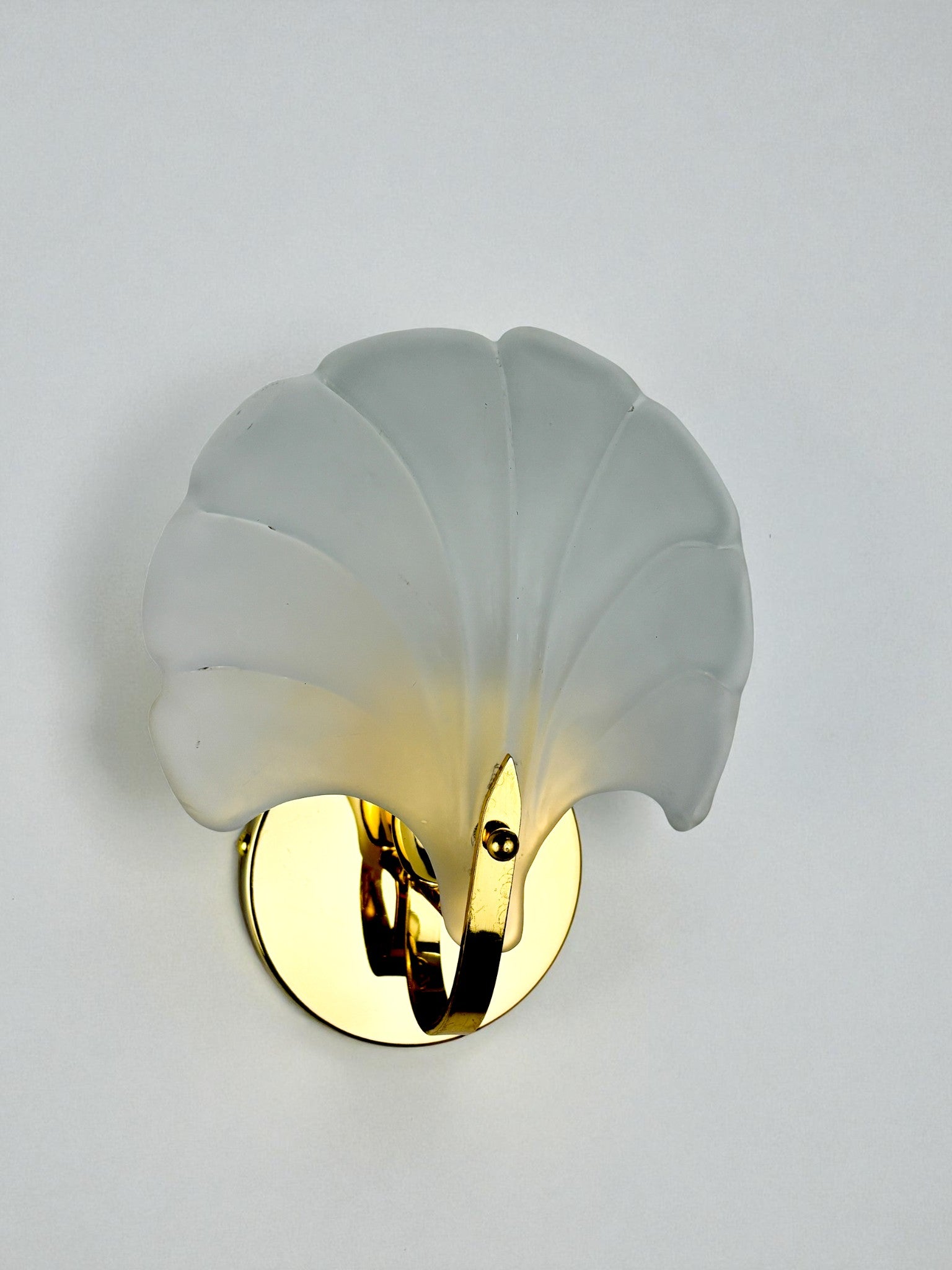 Seashell Wall Sconce, Opaque Glass, Italy, Circa 1980's