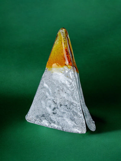 Pyramid” lamp by Mazzega, orange frosted Murano glass, Italy, 1970