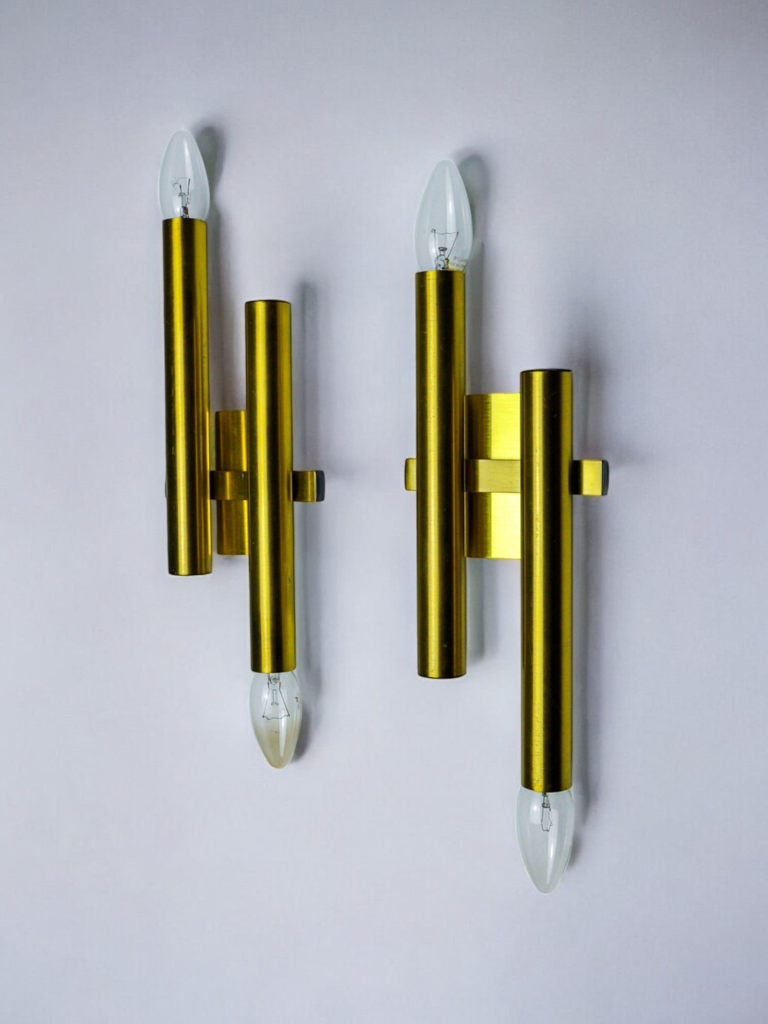 Pair of tubular wall lights from Sciolari, Italy, 1970