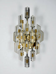 Oscar Torlasco for Stilkronen Wall Sconce, cut Murano glass, italy, 1970's