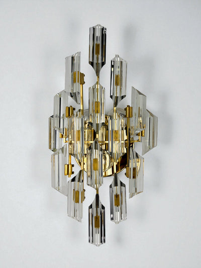 Oscar Torlasco for Stilkronen Wall Sconce, cut Murano glass, italy, 1970's