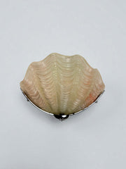 French Art Deco Shell Wall Sconce – Amber Glass, 1960s