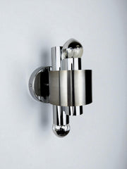 Space age 2-light wall sconce, chromed metal, Italy, 1970's