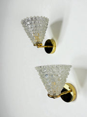 Pair of Mid-Century Barovier & Toso "Rostrato" Murano Glass Wall Lamps, Italy 1960s