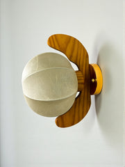Italian "Cocoon" wall light, resin and pine wood, Circa 1970's