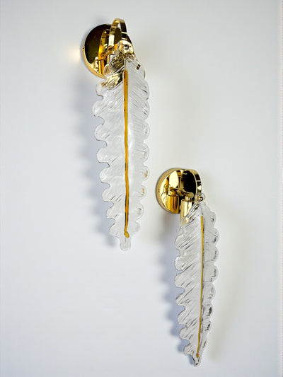Pair of "Leaf" wall sconces by Murano Mazzega Italy, 1970's