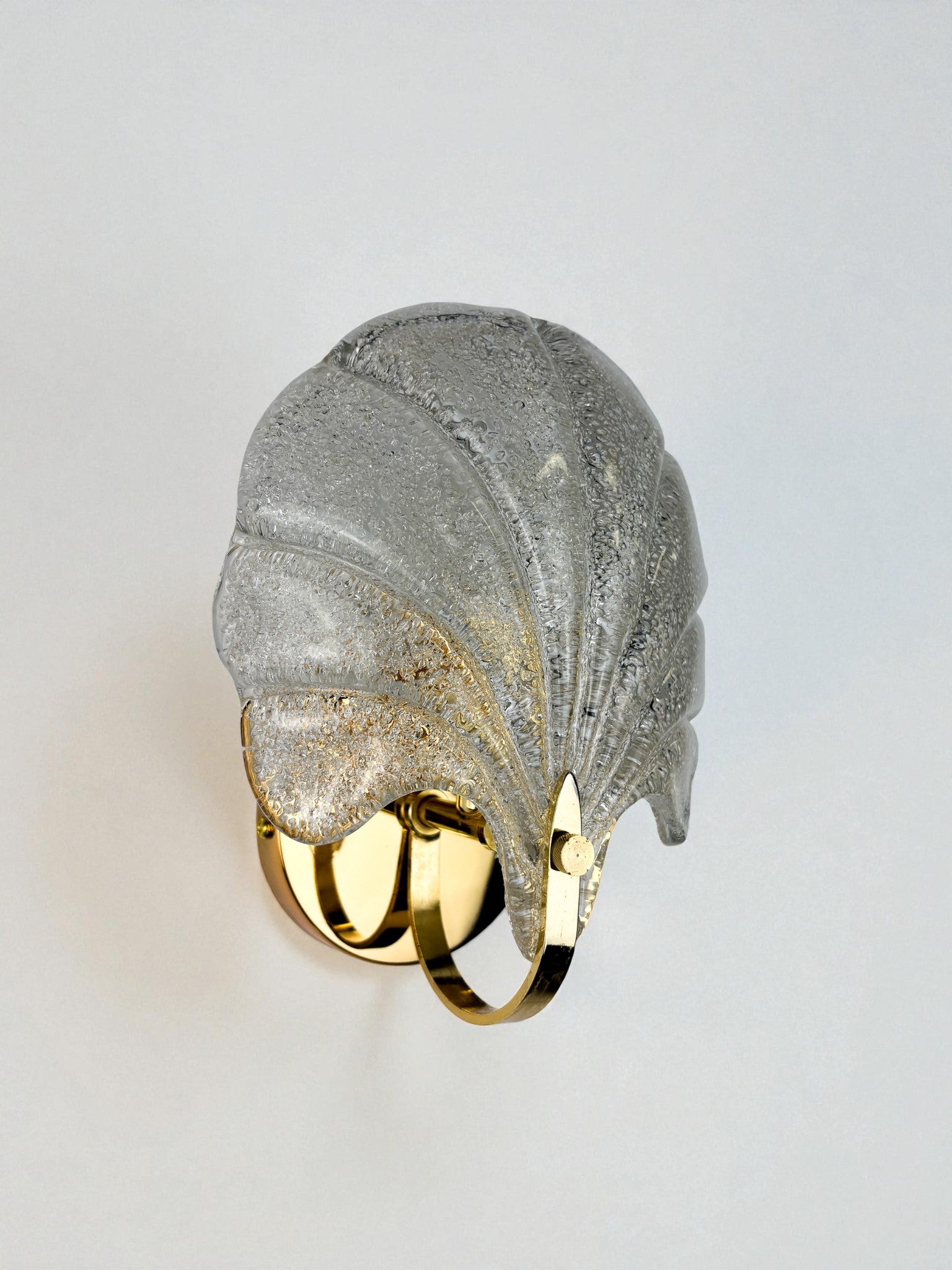 Shell Wall Light, Frosted Murano Glass, Italy, 1980s
