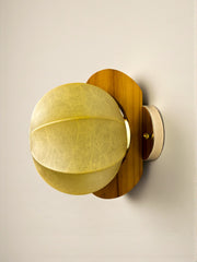 Italian "Cocoon" wall light, resin and pine wood, 1970