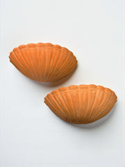 Pair of vintage italian Shell Wall sconces, large terracota sculptures, 1980's