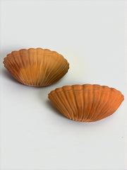 Pair of vintage italian Shell Wall sconces, large terracota sculptures, Circa 1980's