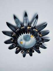 Large Sunburst Ceiling Light in Silvered Metal Leaves by Ferro Arte, Spain, 1960s