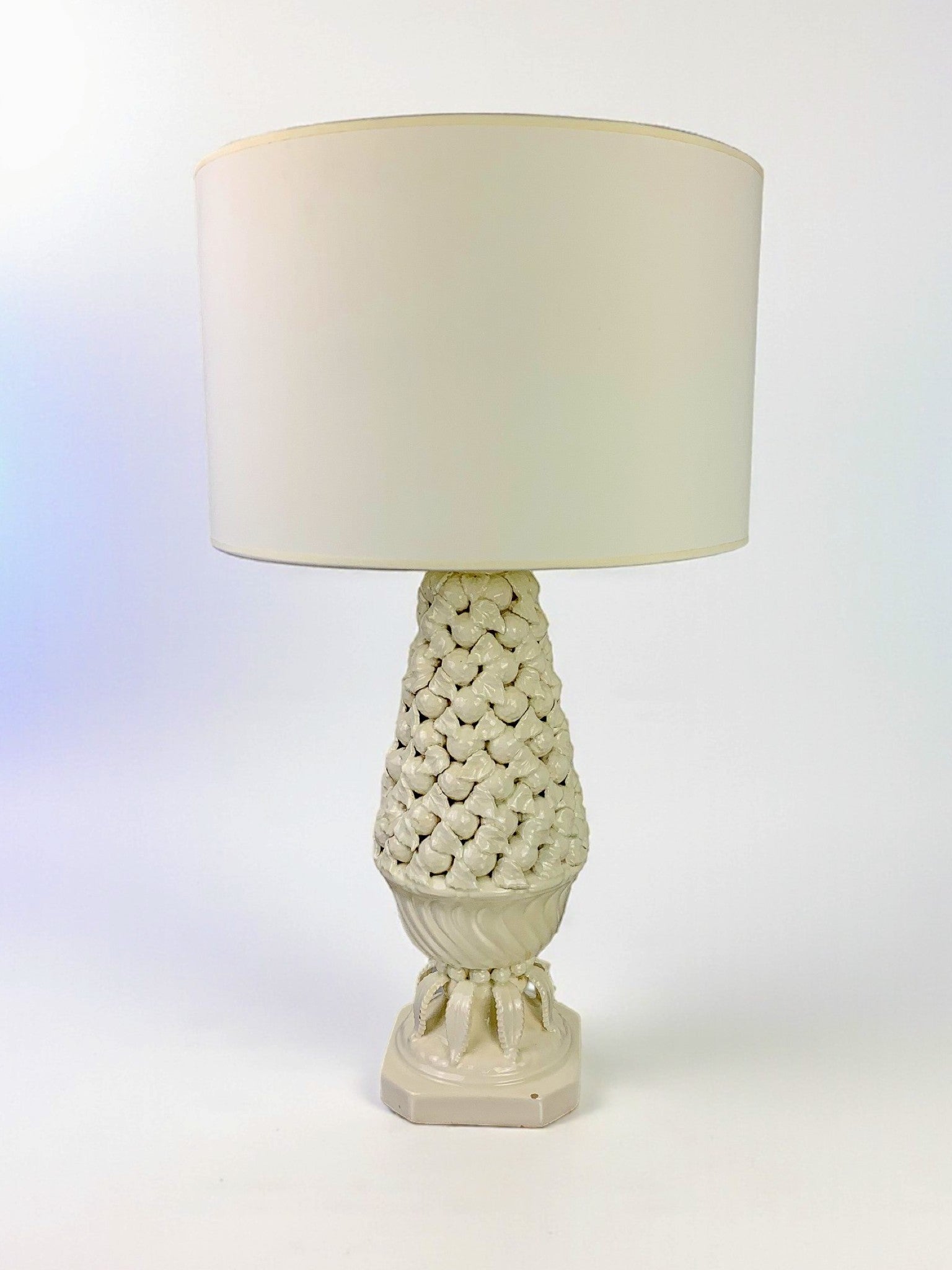Spanish floral ceramic table lamp from Manises, spain, Circa 1970's