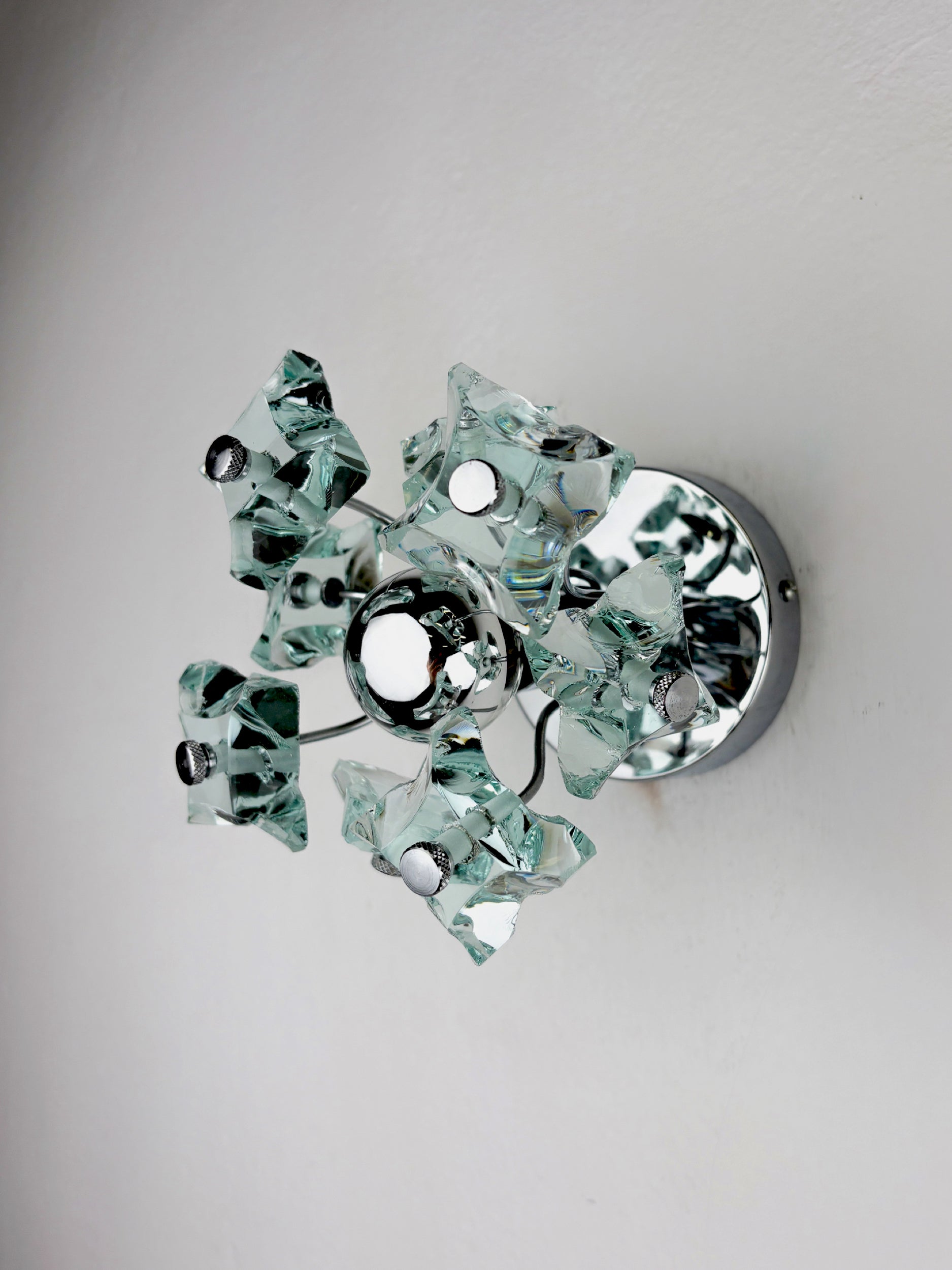 Sputnik Zero Quattro wall sconce by Fontana Arte – Murano Cut Glass, Italy 1970s