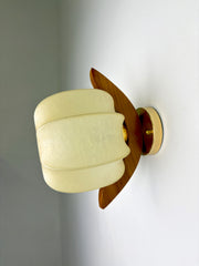 Italian "Cocoon" wall light, resin and pine wood, 1970s