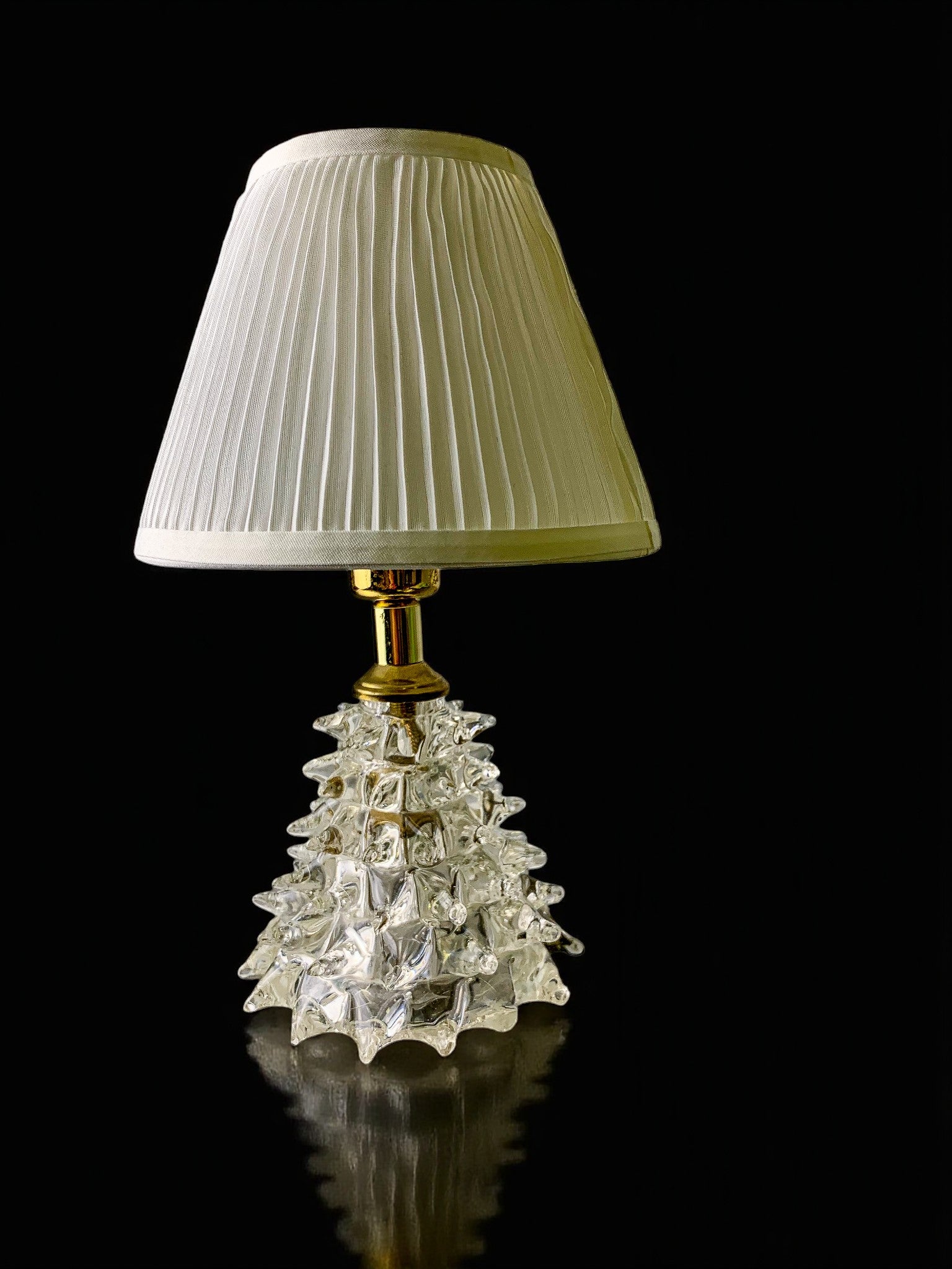 Barovier Murano Rostrato Glass and Brass Table Lamp, Italy 1940s