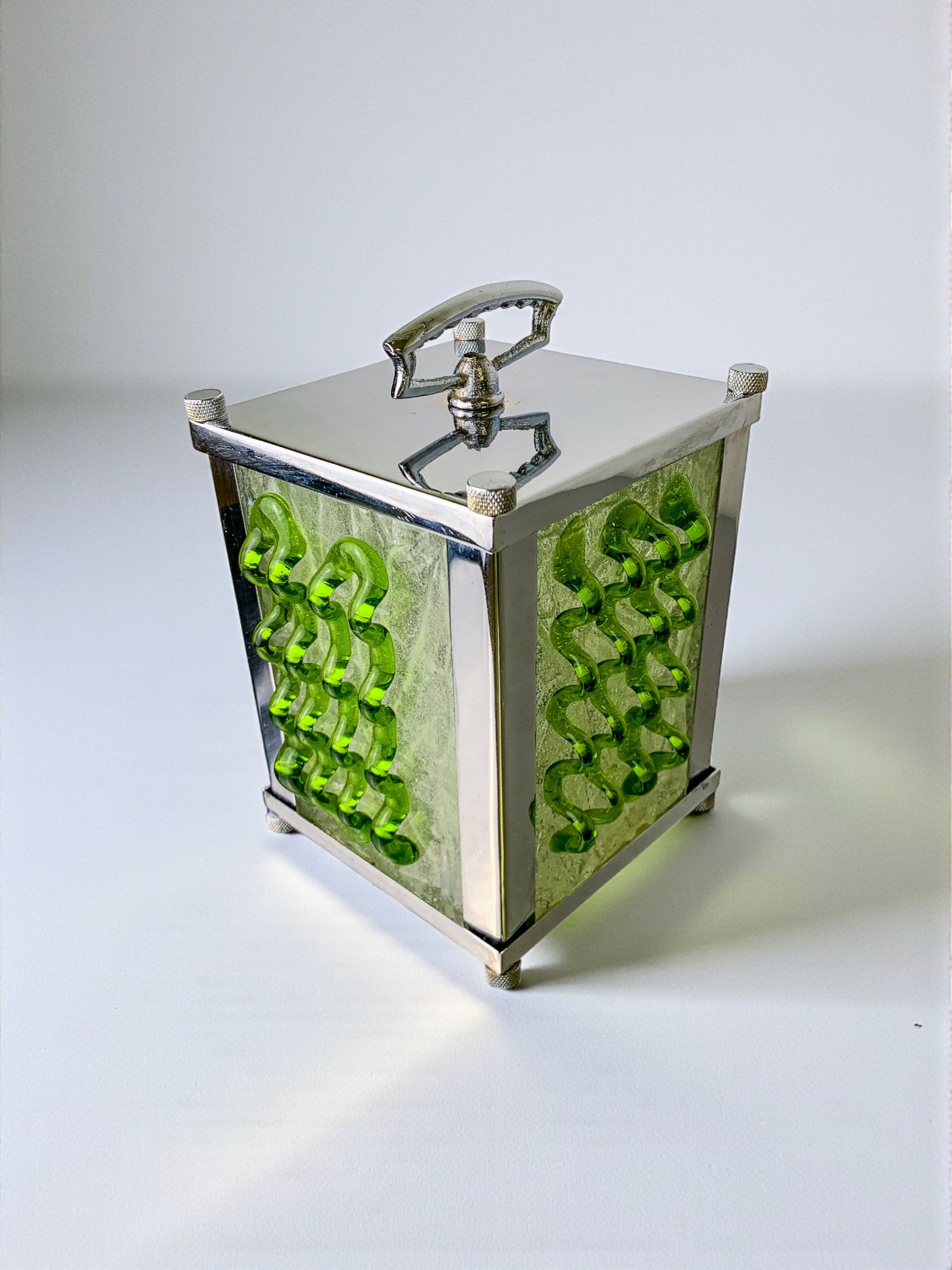 Midcentury Albano Poli Green murano glass table lamp for Poliarte, Italy, 1960's
