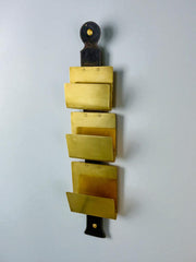 Valenti Brass & Leather Wall-Mounted Magazine Rack, Spain, 1970s