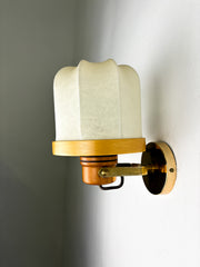 Italian articulated "Cocoon" wall light, resin and pine, 1970's