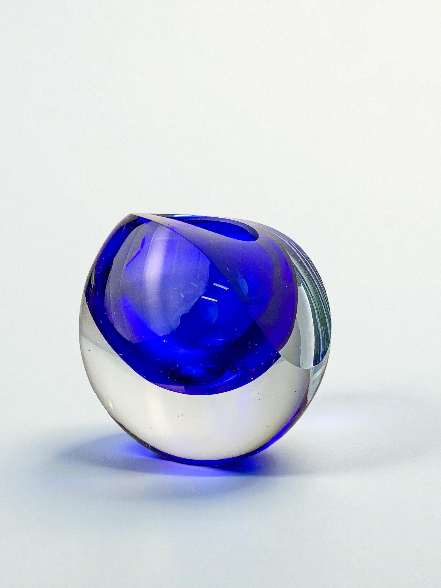 Italian Blue Sommerso Candleholder by Seguso, Murano, 1970's