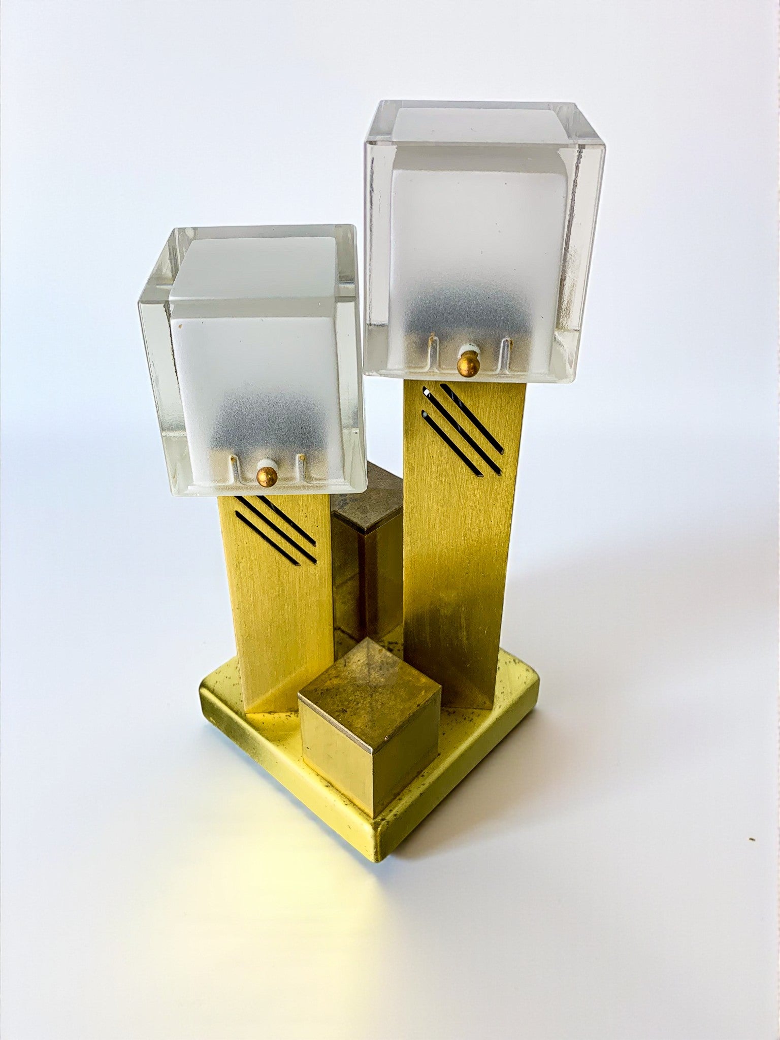 Cubic Murano Glass table lamp by Gaetano Sciolari, Italy 1970s