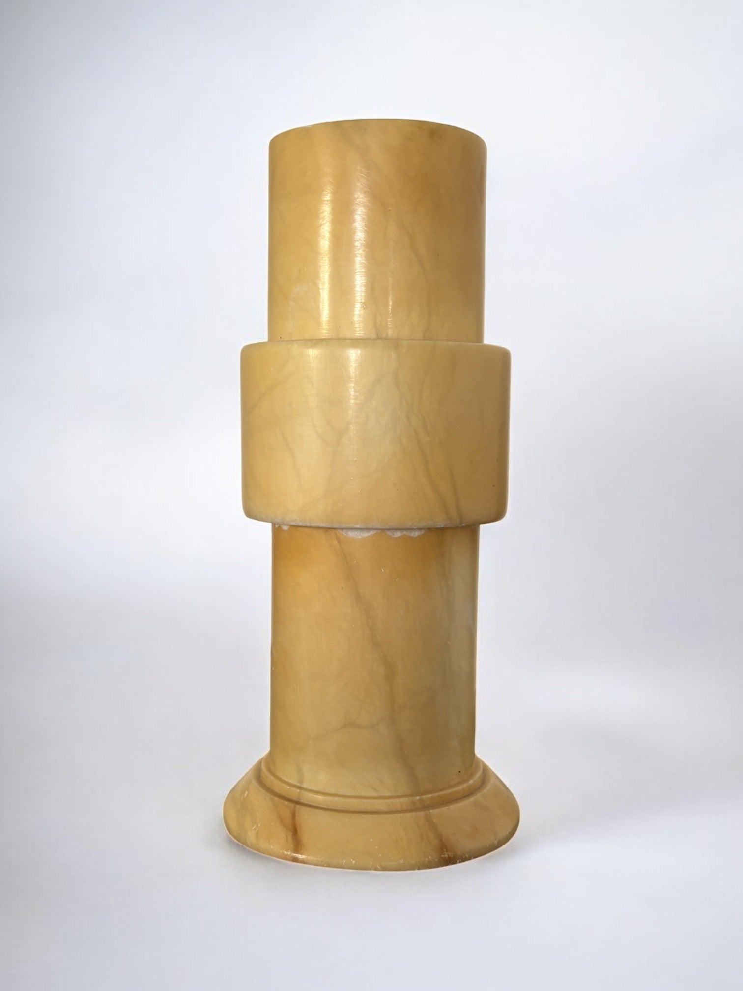 Alabaster Stepped Circular Table Lamp, Spain, 1970s