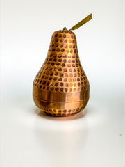 Vintage Italian Pear Lidded vanity box in copper, 1970's