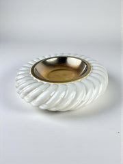Tommaso Barbi Ceramic & brass vide-poches, signed, Italy, 1970's
