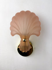 French Art Deco Shell Wall Sconce – Amber Glass, 1970s
