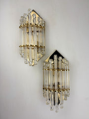 Pair of Venini wall lights, Murano cut glass, Circa 1970's, Italy