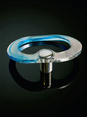Mazzega Clear & Blue Murano Glass Towel Holder, Italy, 1970