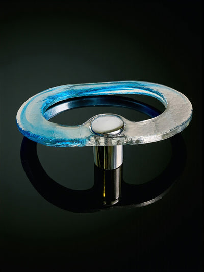 Mazzega Clear & Blue Murano Glass Towel Holder, Italy, 1970