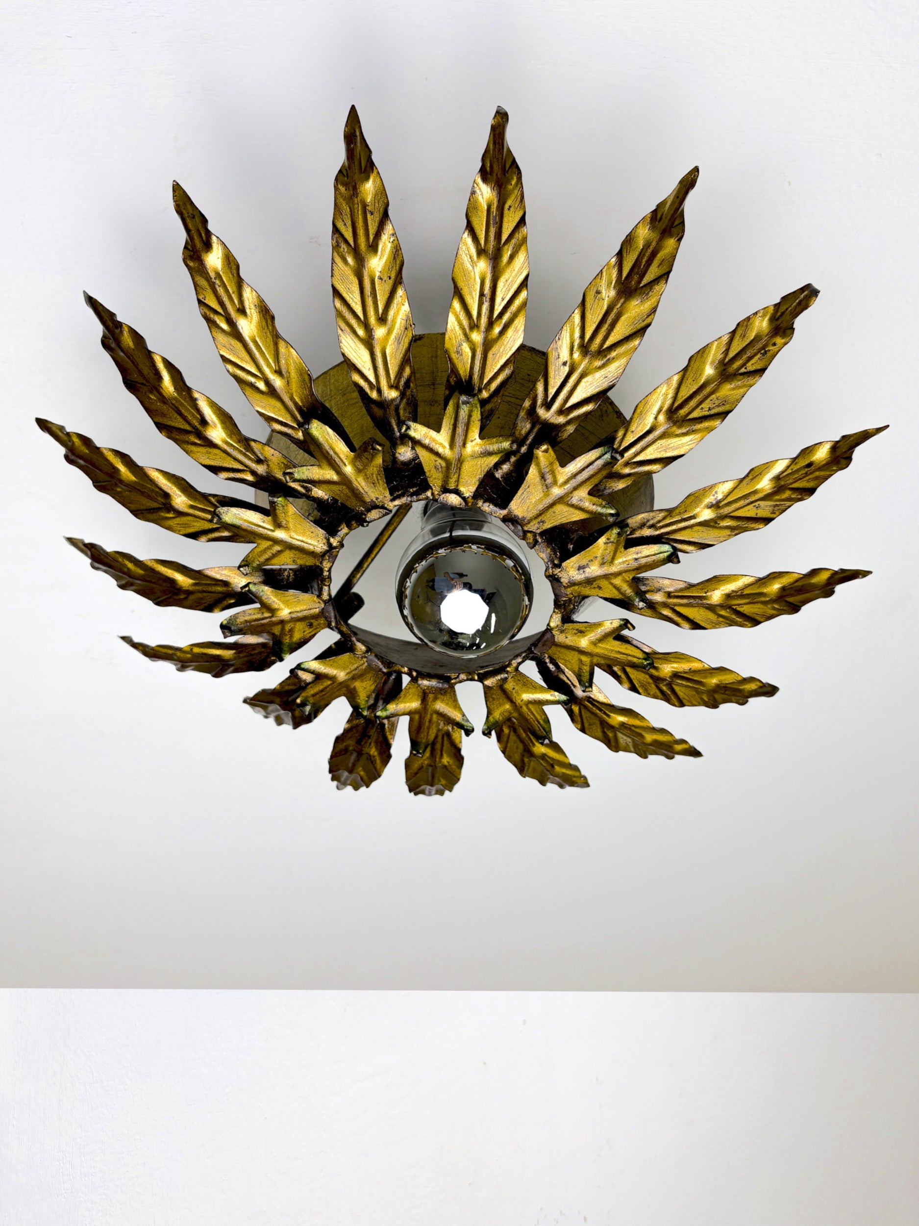 Sunburst Foliage Floral Ceiling Light or wall light, France, 1970's